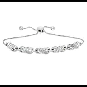 Diamond Accent Double Infinity Bolo Bracelet in Sterling Silver - 9.5"